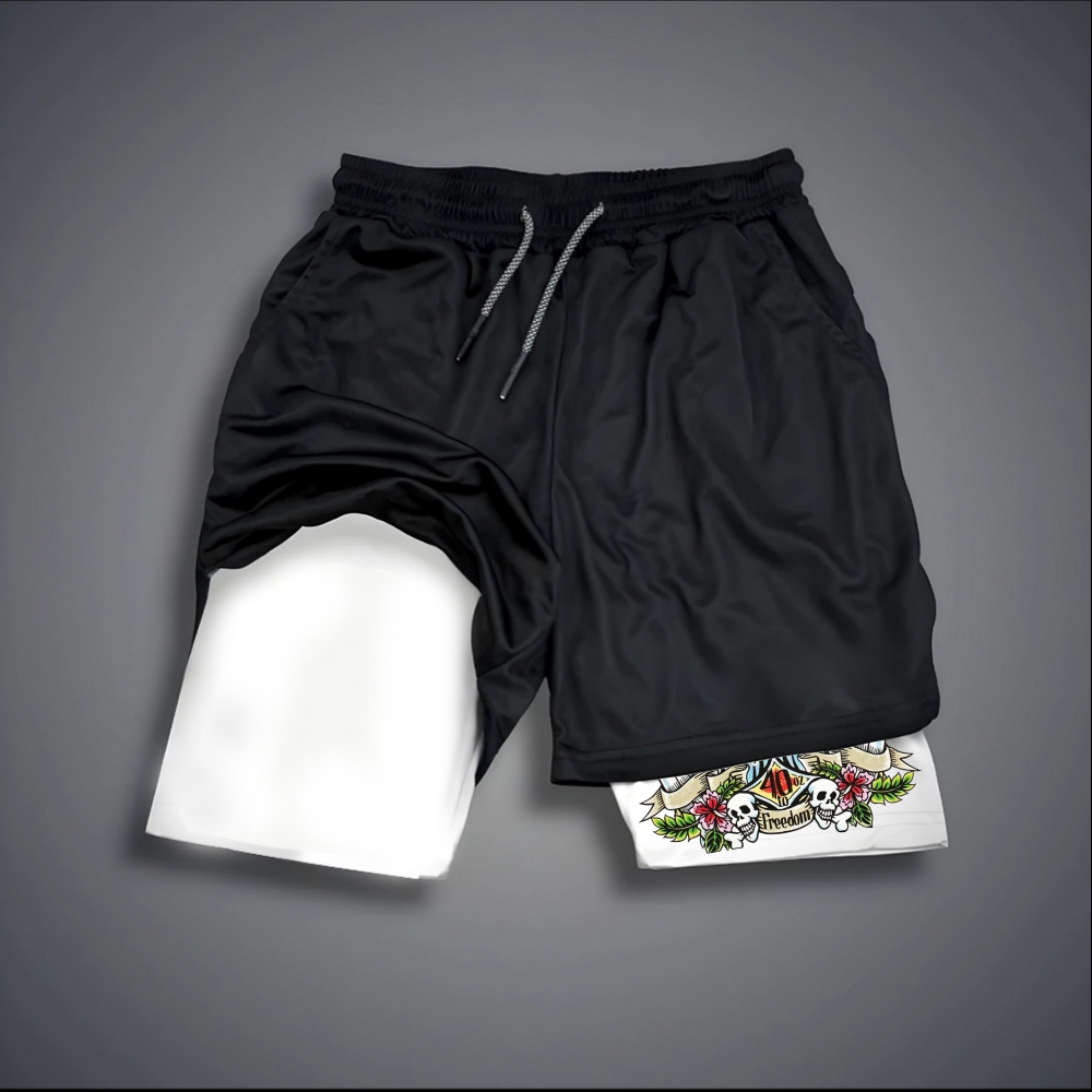 Psychedelic Sun Print 2 In 1 Layered Shorts