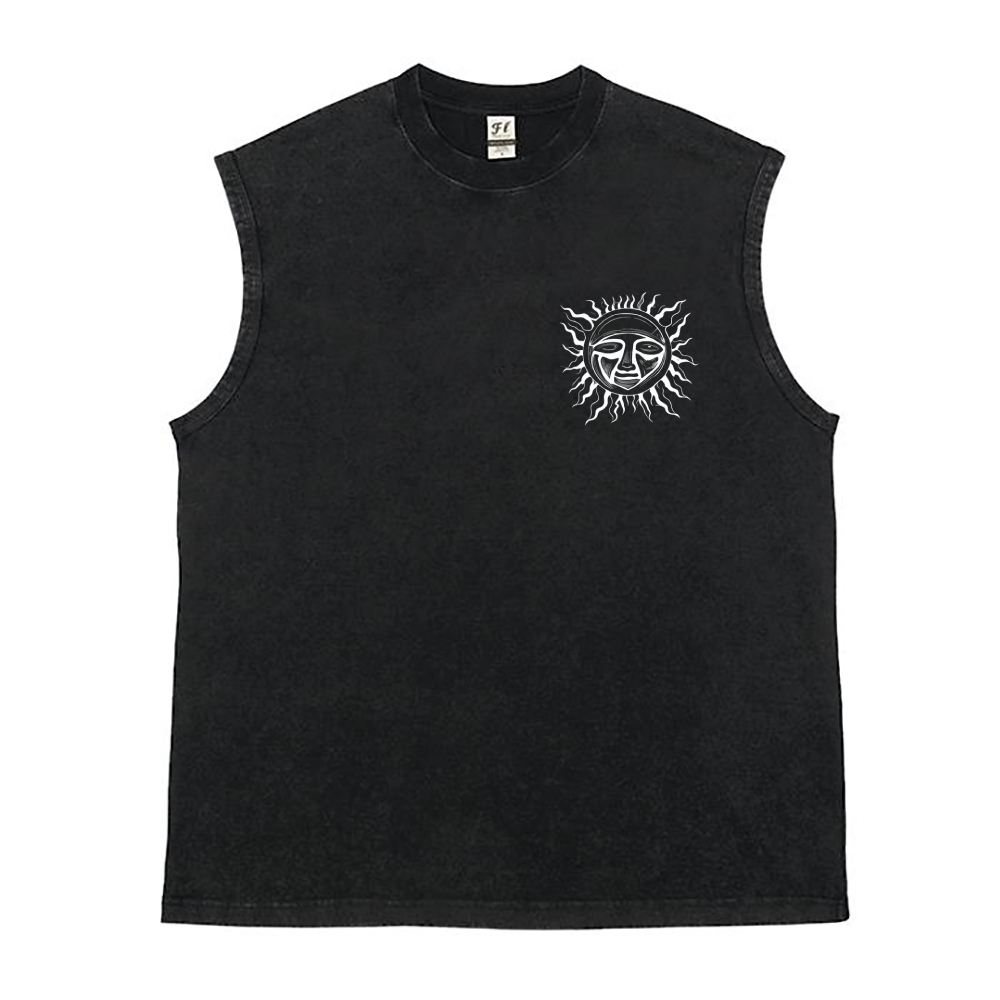 Skull Surf Double Print Washed Tank Top