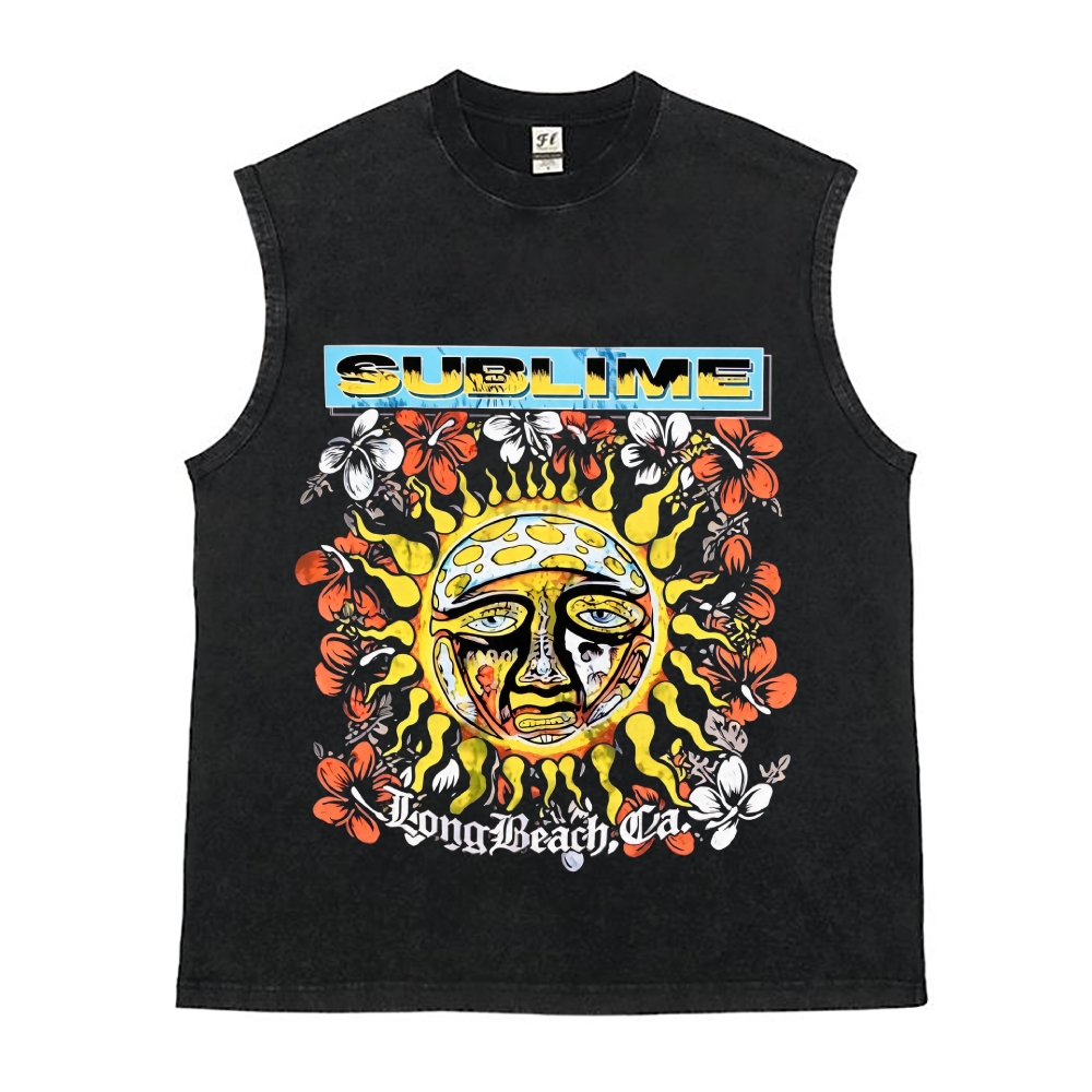 Psychedelic Floral Sun Washed Sleeveless Tee