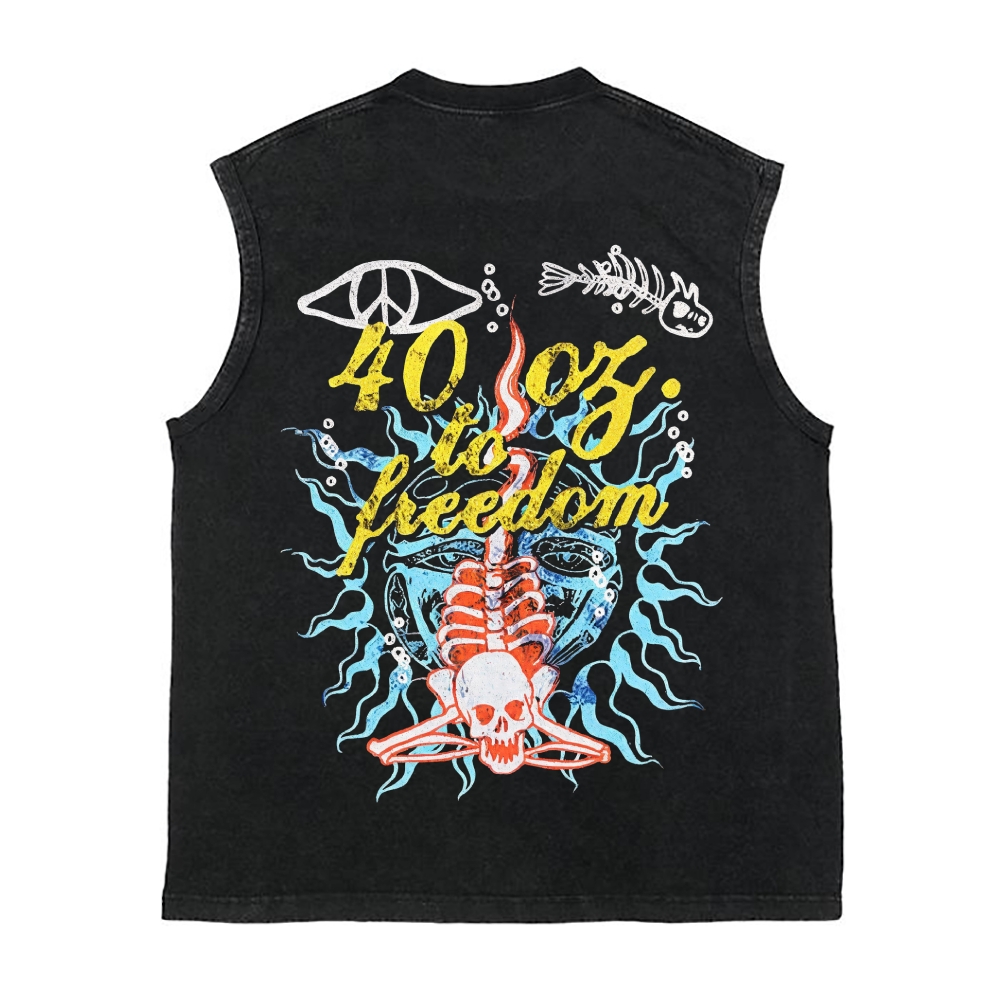 Psychedelic Floral Sun Washed Sleeveless Tee