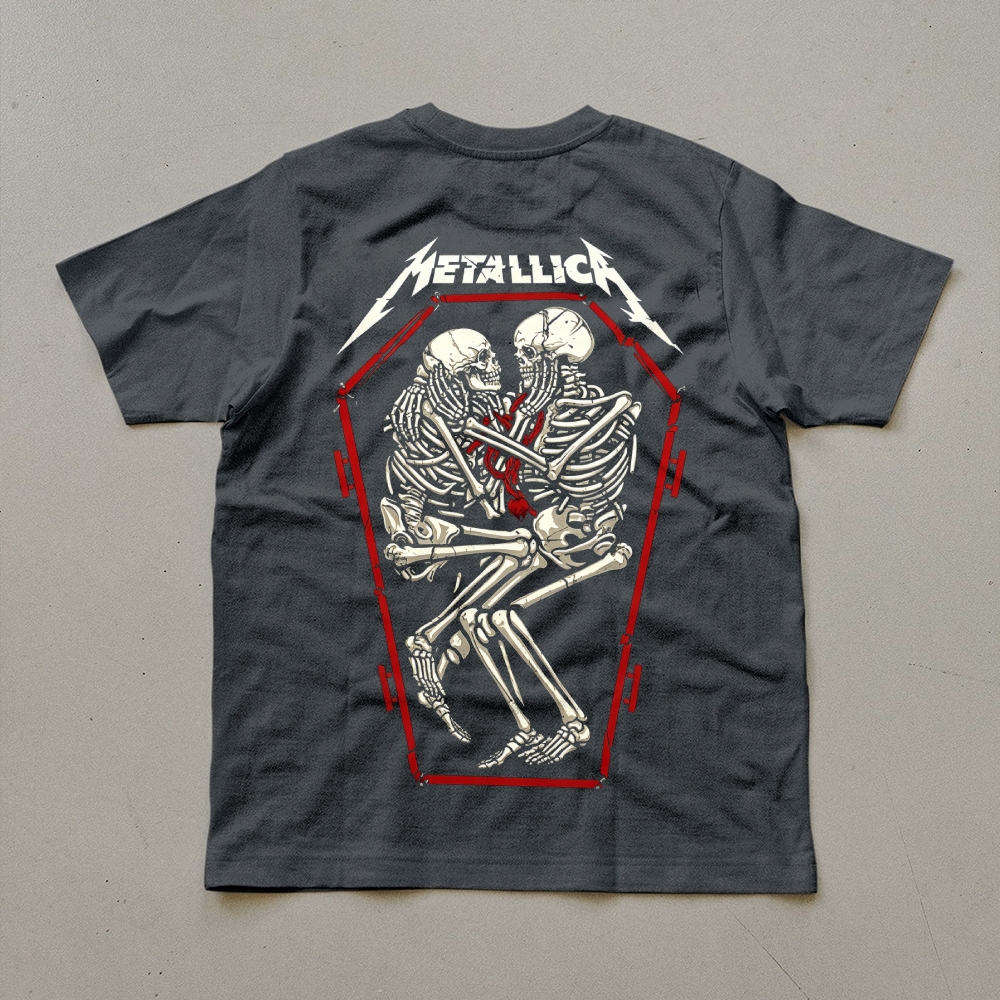 Coffin Skeleton Couple Graphic Band Tee