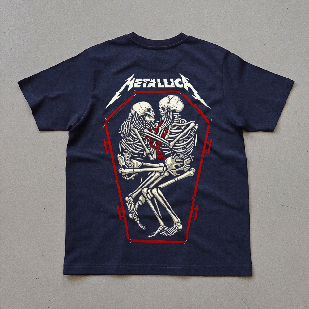 Coffin Skeleton Couple Graphic Band Tee