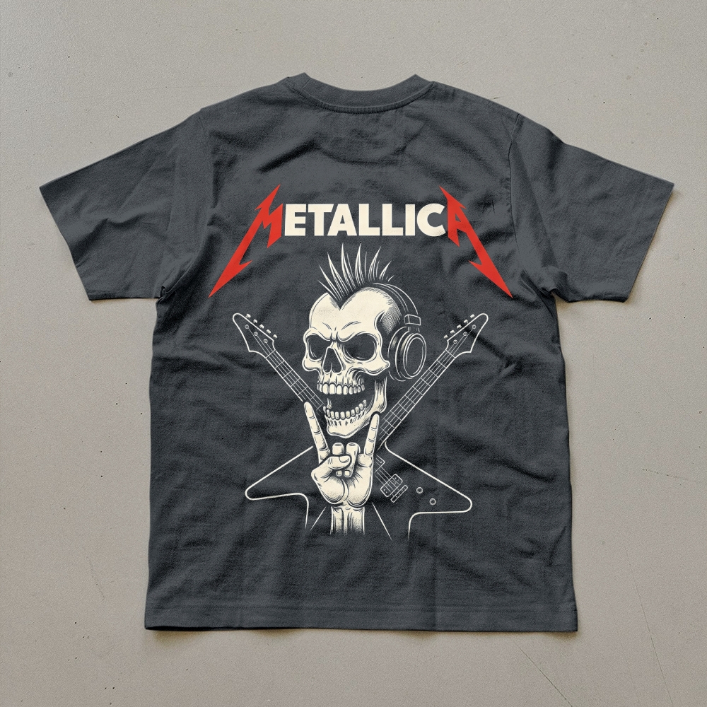 Metallica Mohawk Skull Guitar Vintage Tee