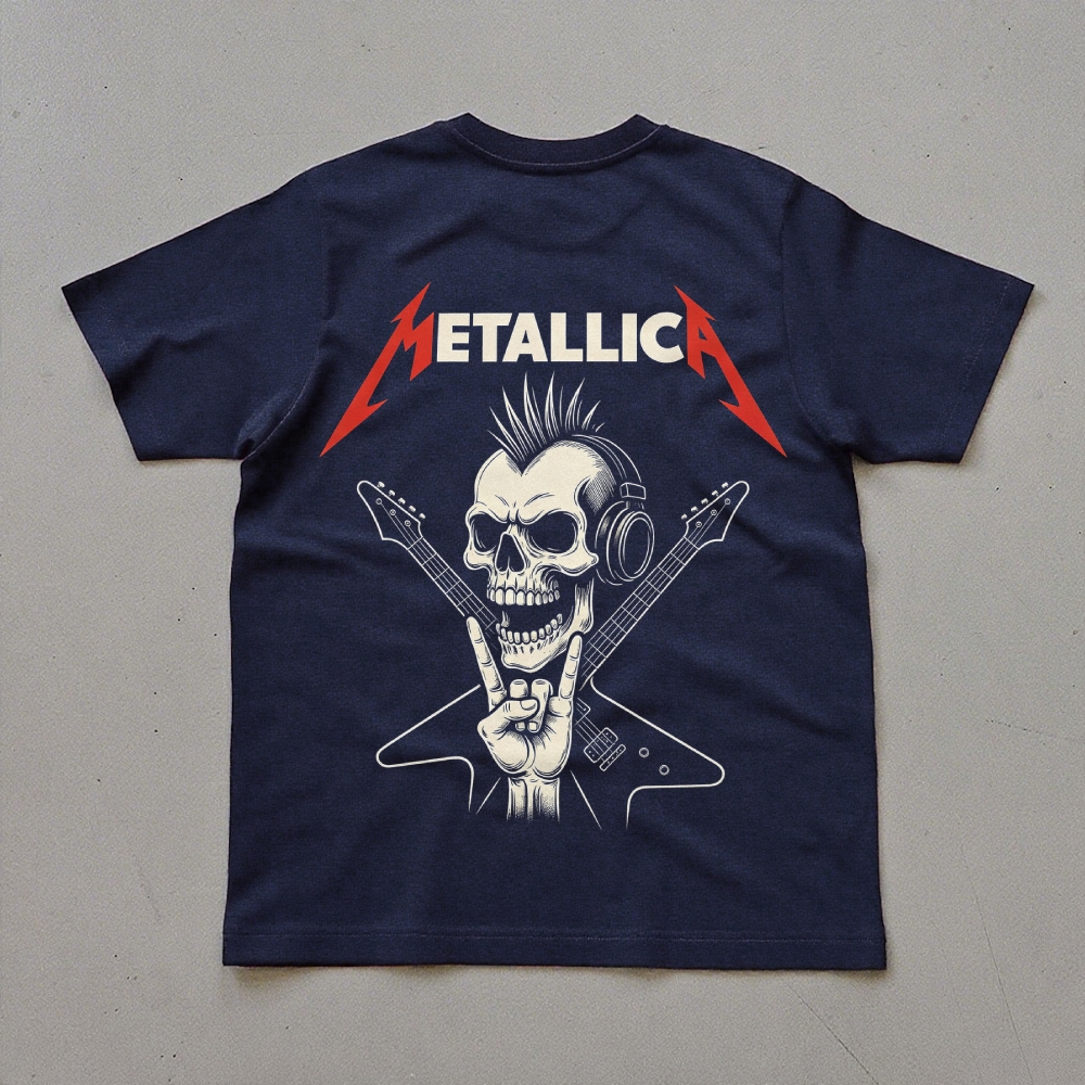 Metallica Mohawk Skull Guitar Vintage Tee