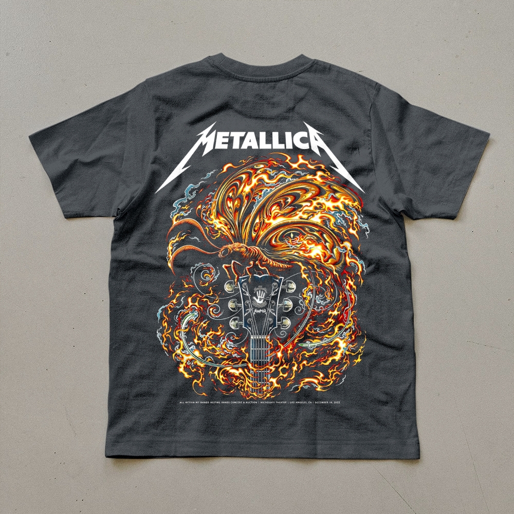 Metallica Flaming Serpent Guitar Vintage Tee