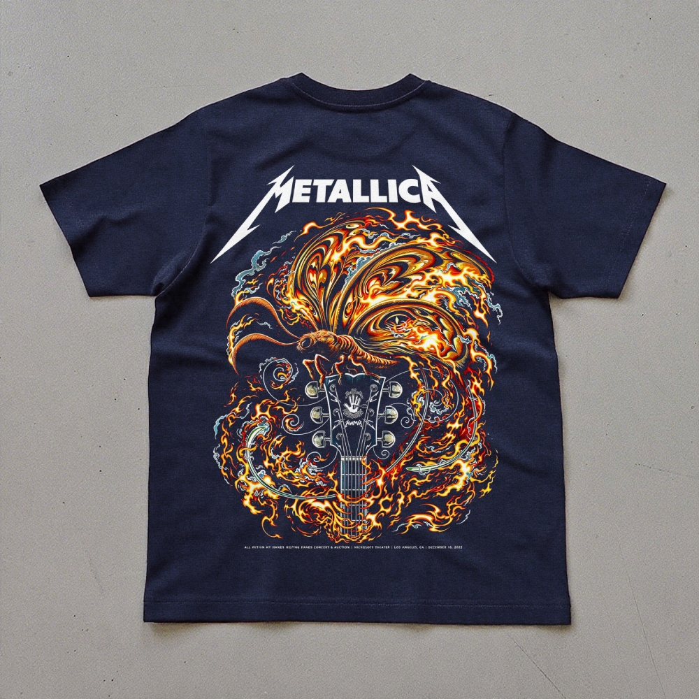 Metallica Flaming Serpent Guitar Vintage Tee