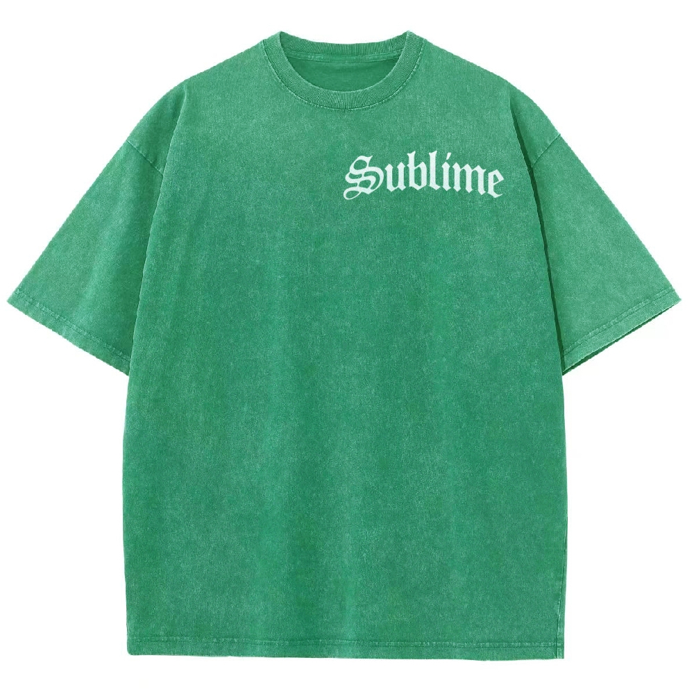 Subtle Front Logo Large Sun Back Print Washed Tee