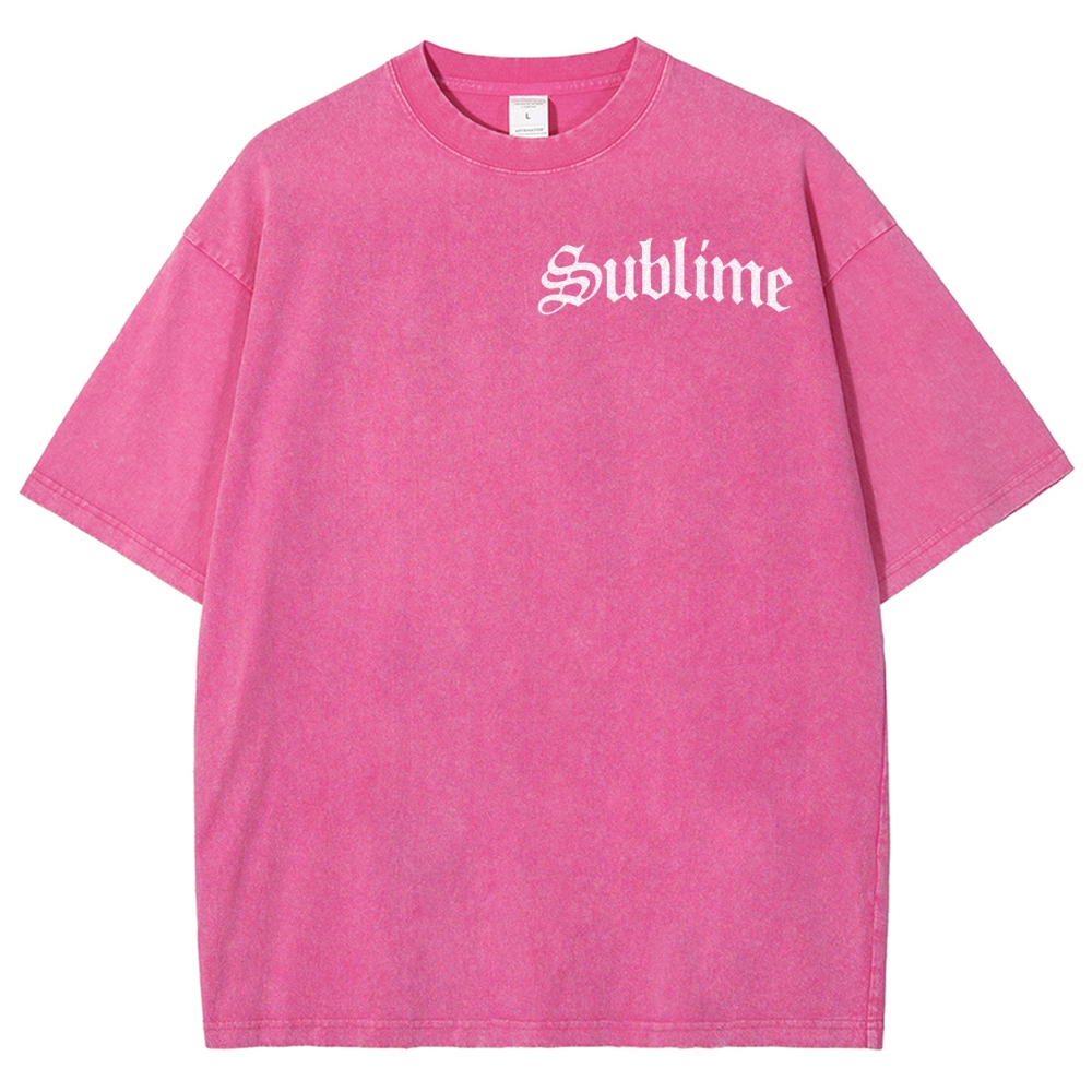 Subtle Front Logo Large Sun Back Print Washed Tee