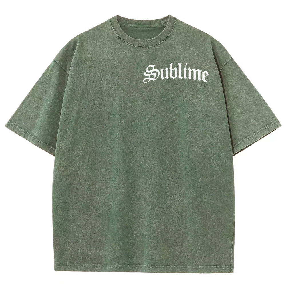 Subtle Front Logo Large Sun Back Print Washed Tee