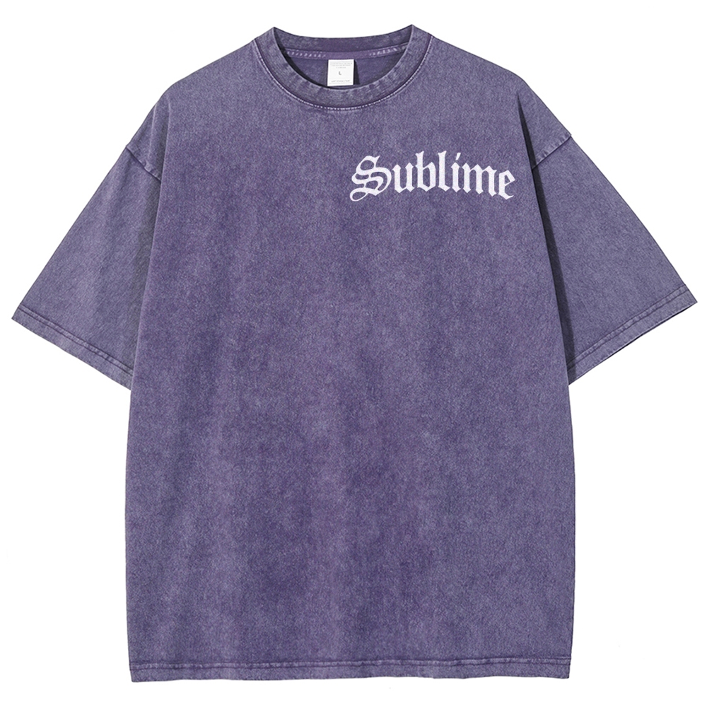Subtle Front Logo Large Sun Back Print Washed Tee