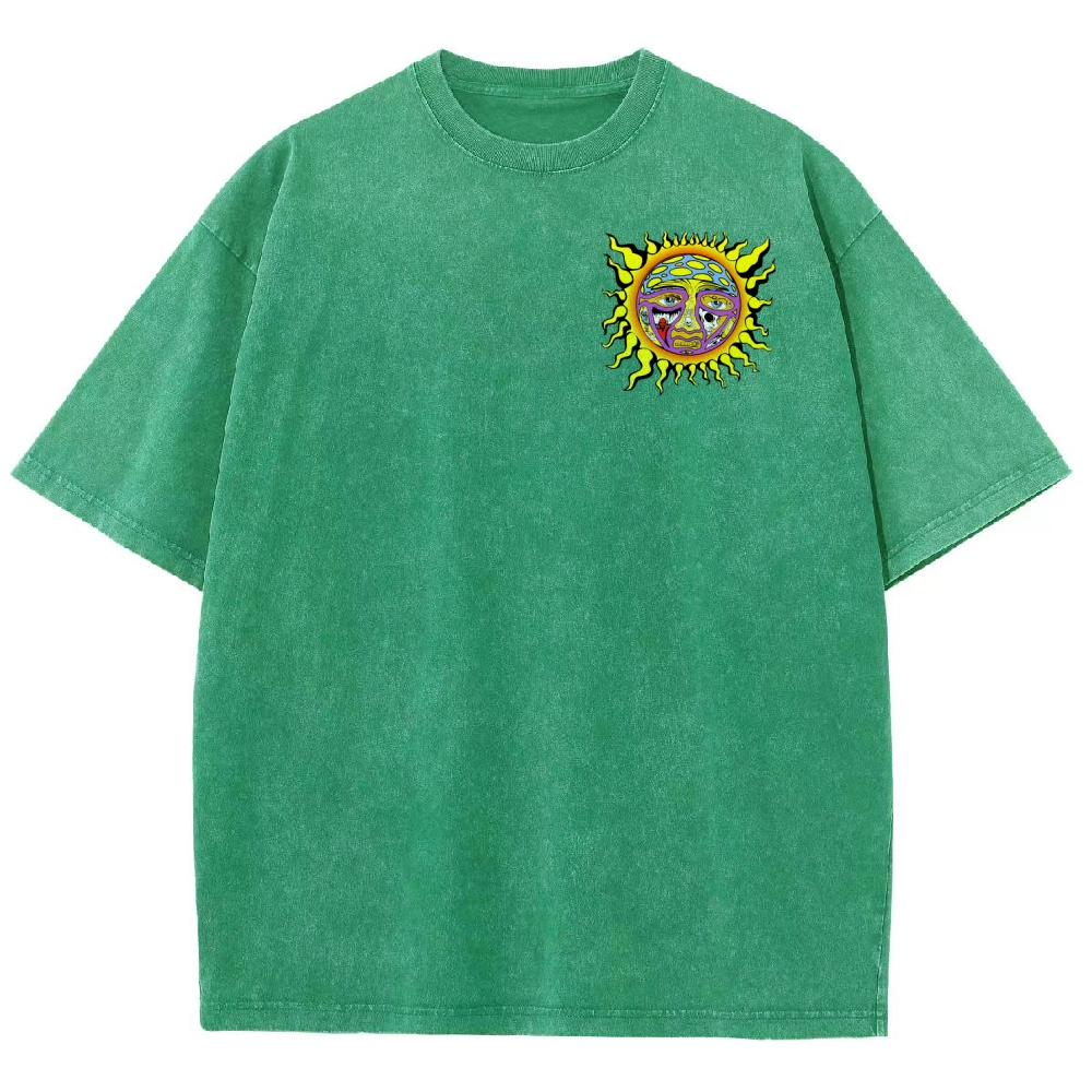 Tiny Sun Chest Badge Dense Retro Back Art Washed Tee