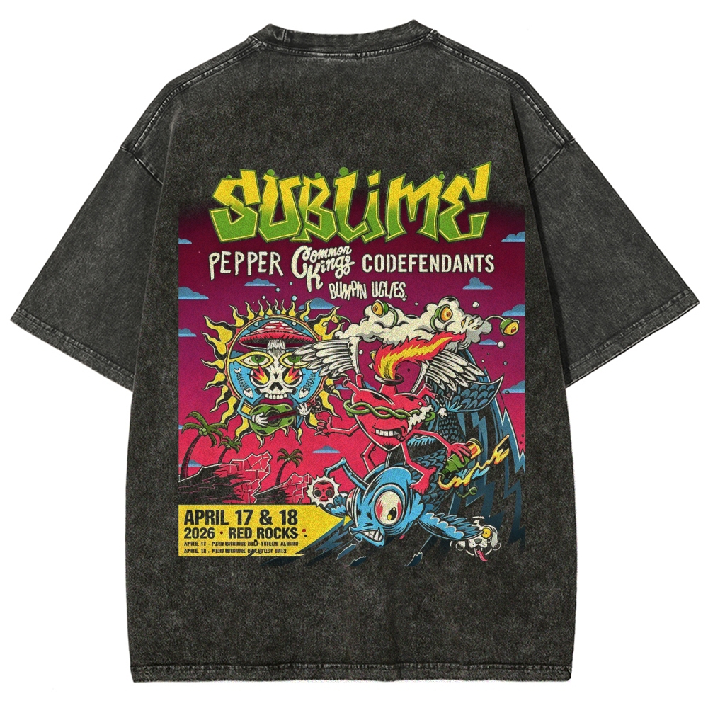 Mini Chest Emblem Vibrant Gig Poster Back Oversized Tee