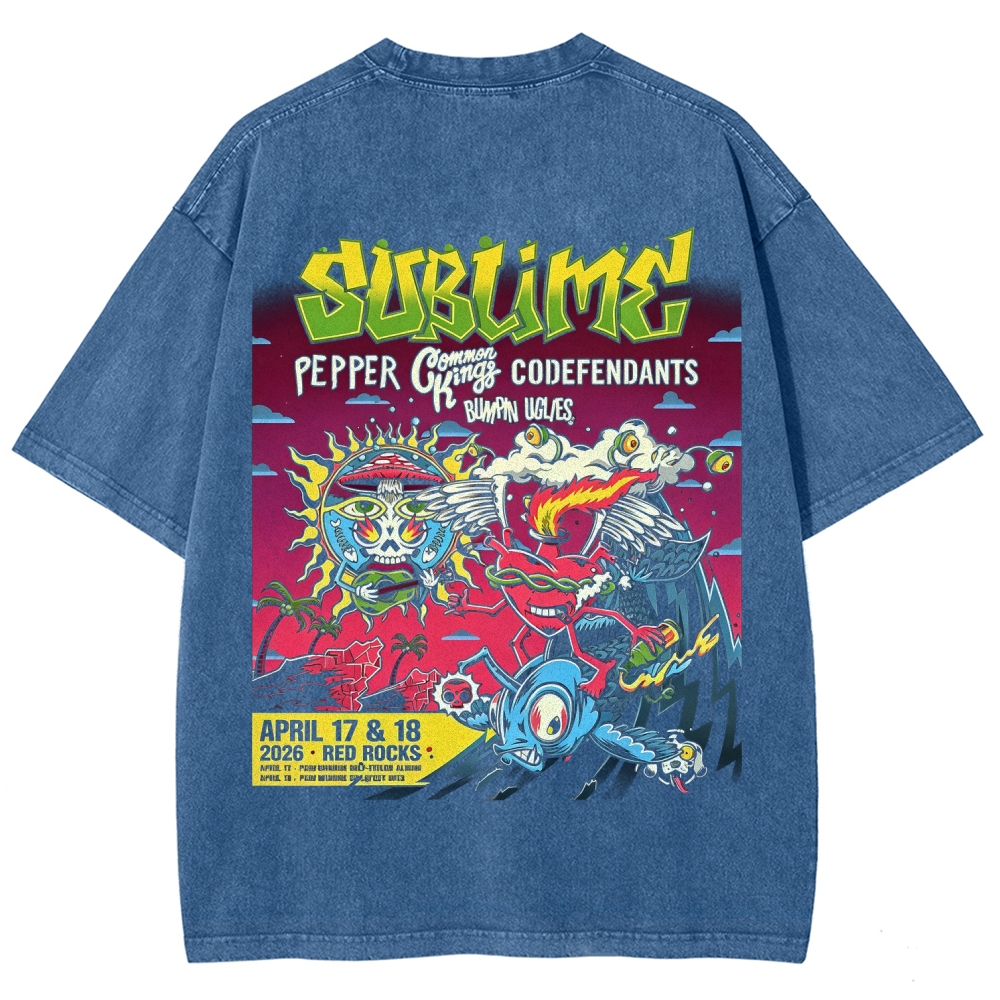 Mini Chest Emblem Vibrant Gig Poster Back Oversized Tee