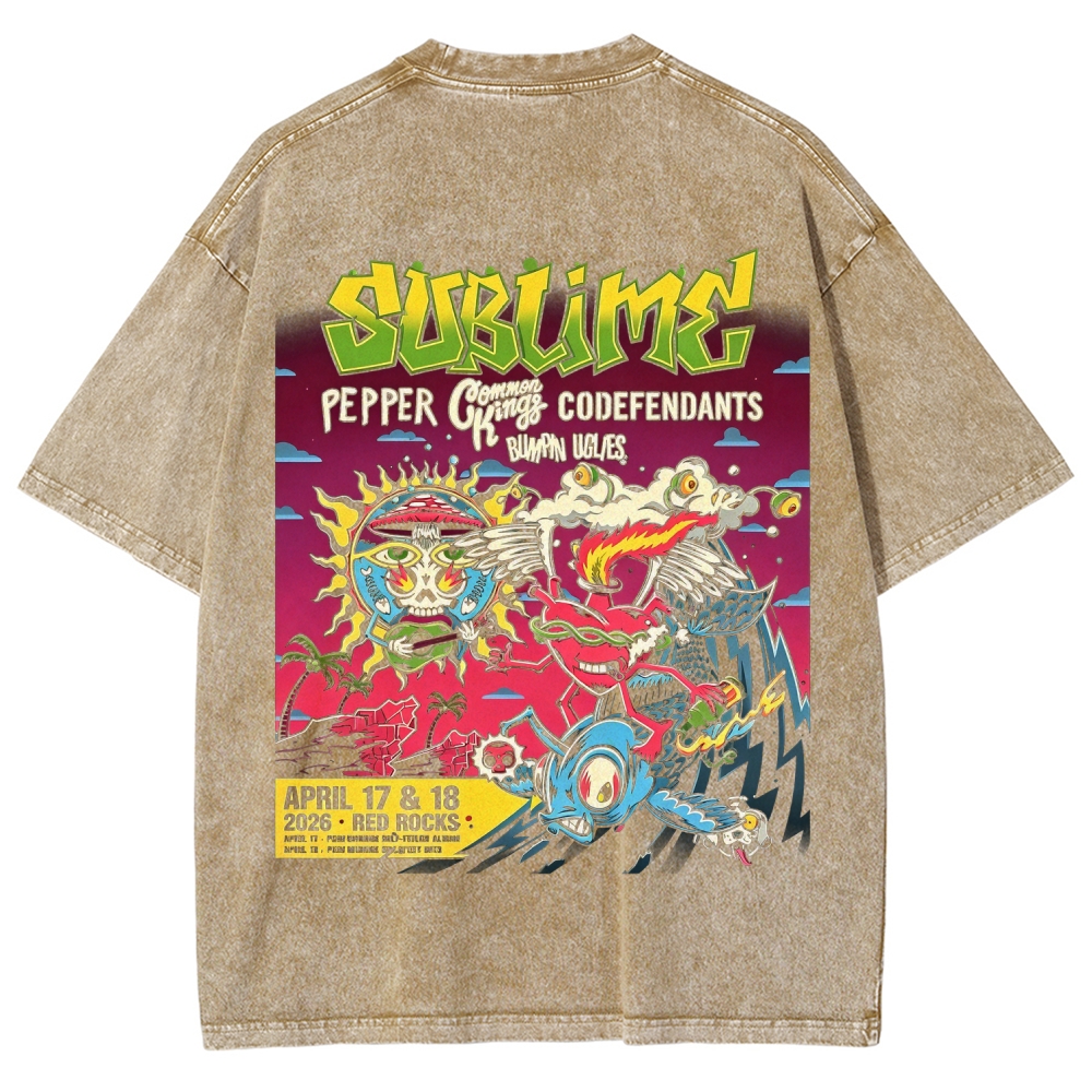 Mini Chest Emblem Vibrant Gig Poster Back Oversized Tee
