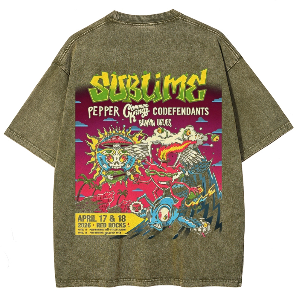 Mini Chest Emblem Vibrant Gig Poster Back Oversized Tee
