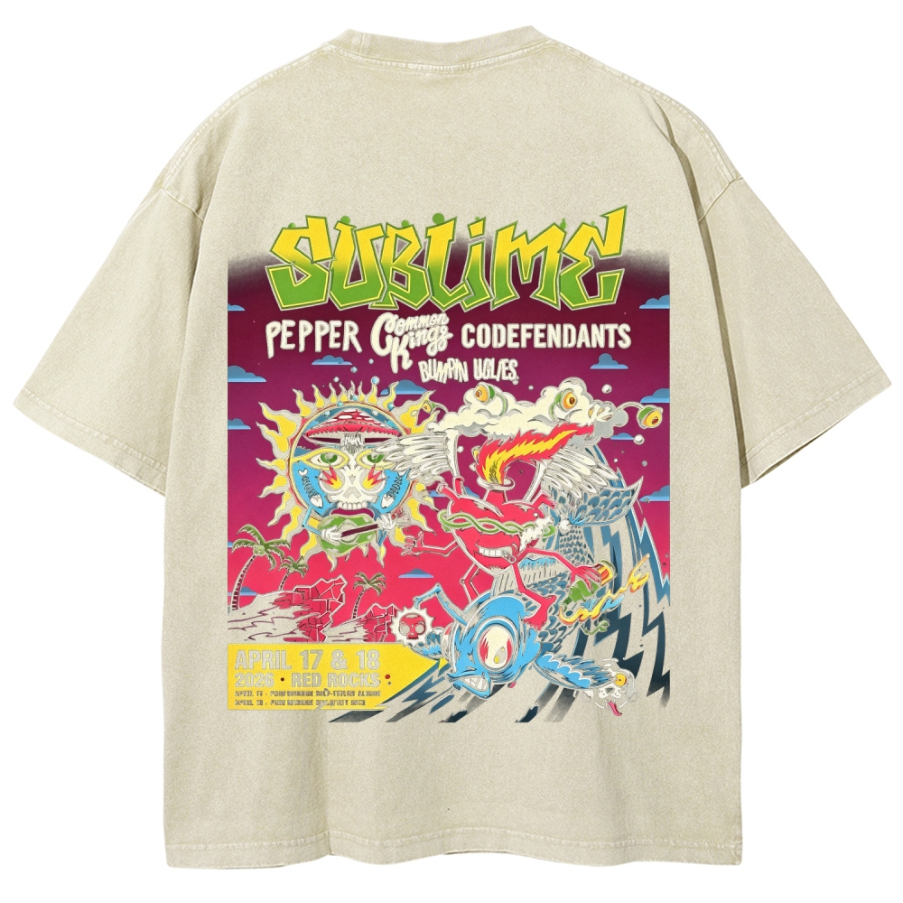 Mini Chest Emblem Vibrant Gig Poster Back Oversized Tee
