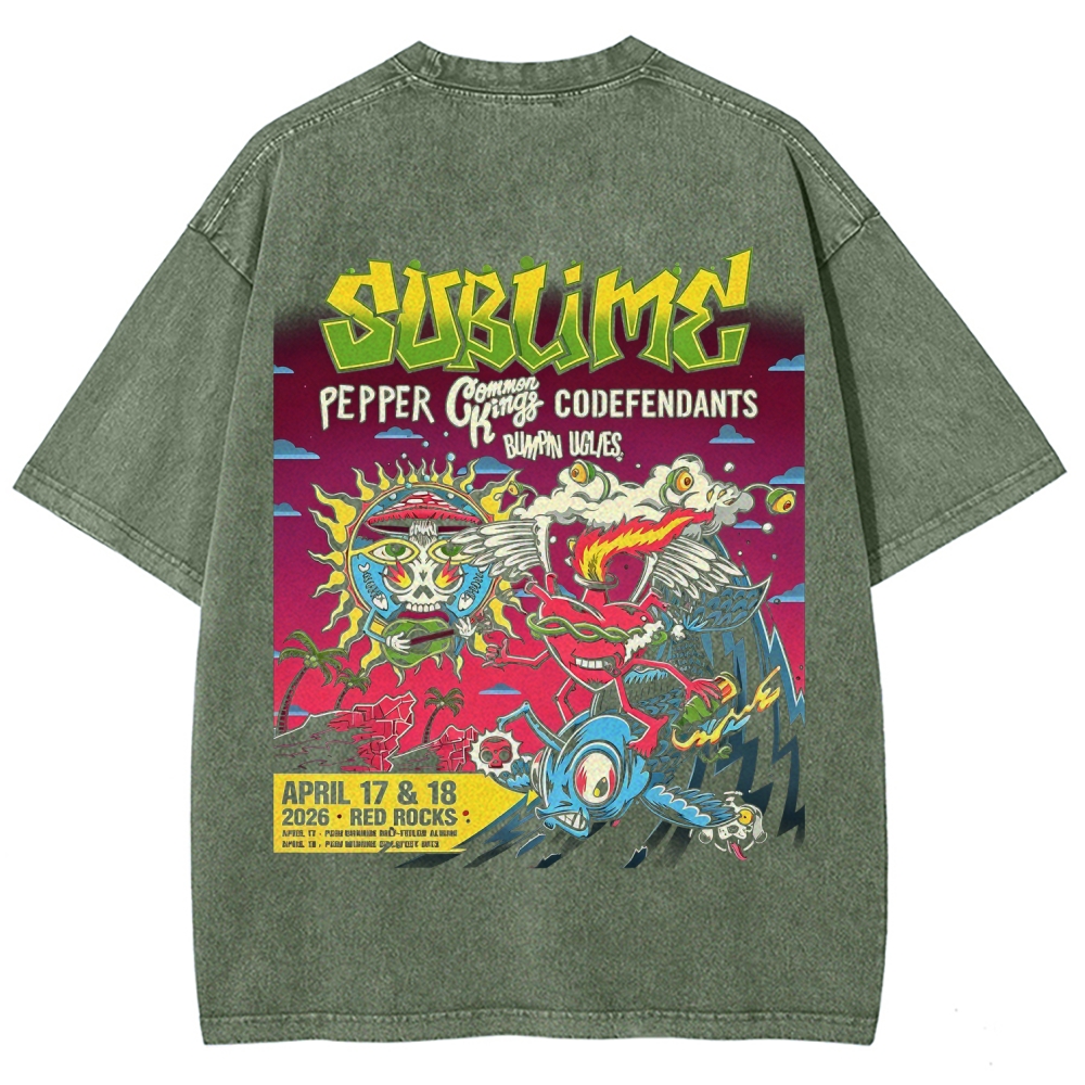 Mini Chest Emblem Vibrant Gig Poster Back Oversized Tee