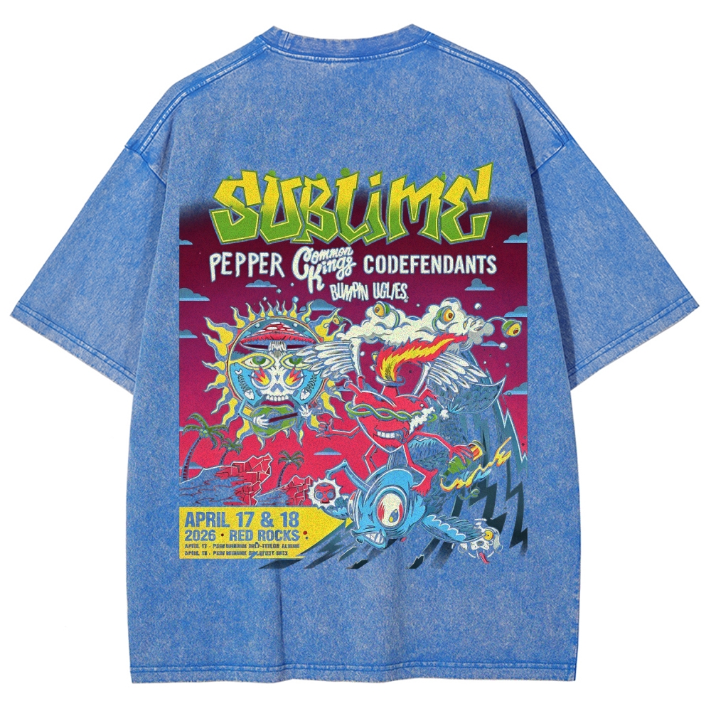 Mini Chest Emblem Vibrant Gig Poster Back Oversized Tee