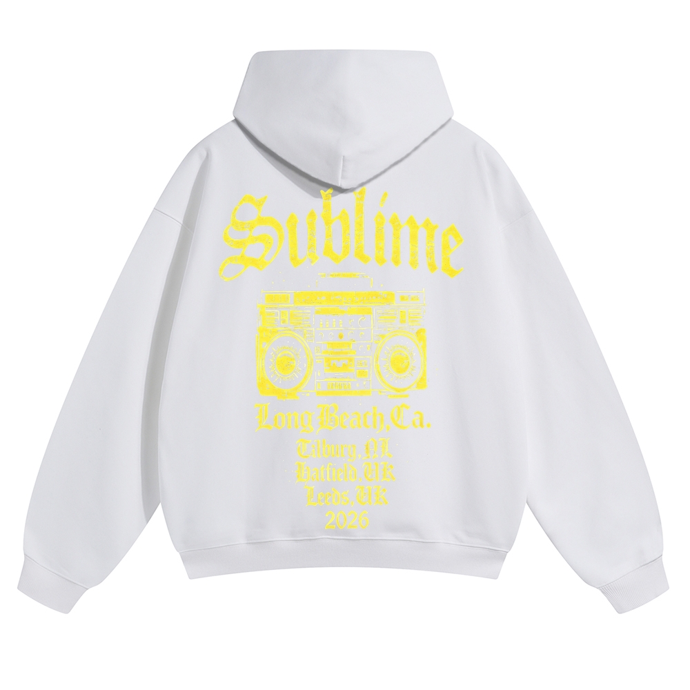 Small Chest Sun Logo Retro Radio Back Graphic Hoodie