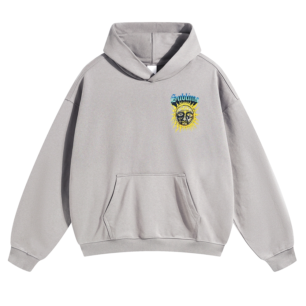 Small Chest Sun Logo Retro Radio Back Graphic Hoodie