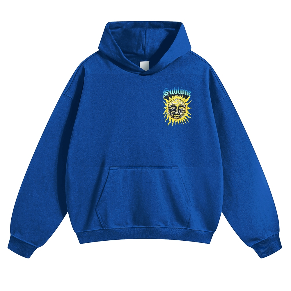Small Chest Sun Logo Retro Radio Back Graphic Hoodie