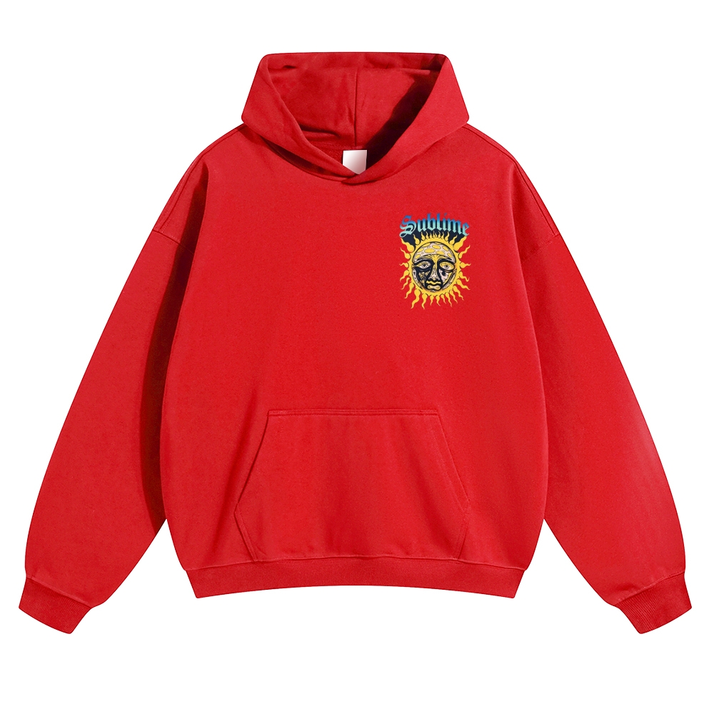 Small Chest Sun Logo Retro Radio Back Graphic Hoodie