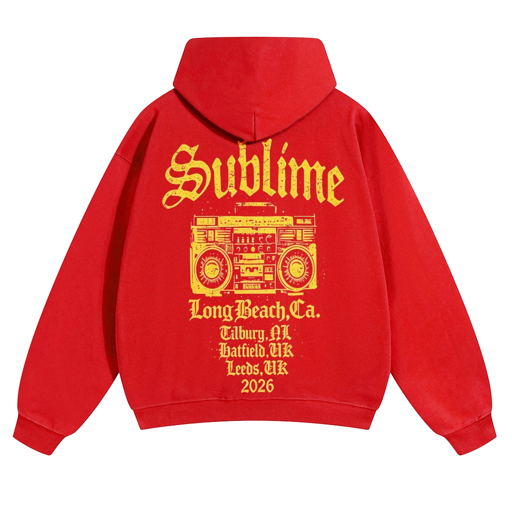 Small Chest Sun Logo Retro Radio Back Graphic Hoodie