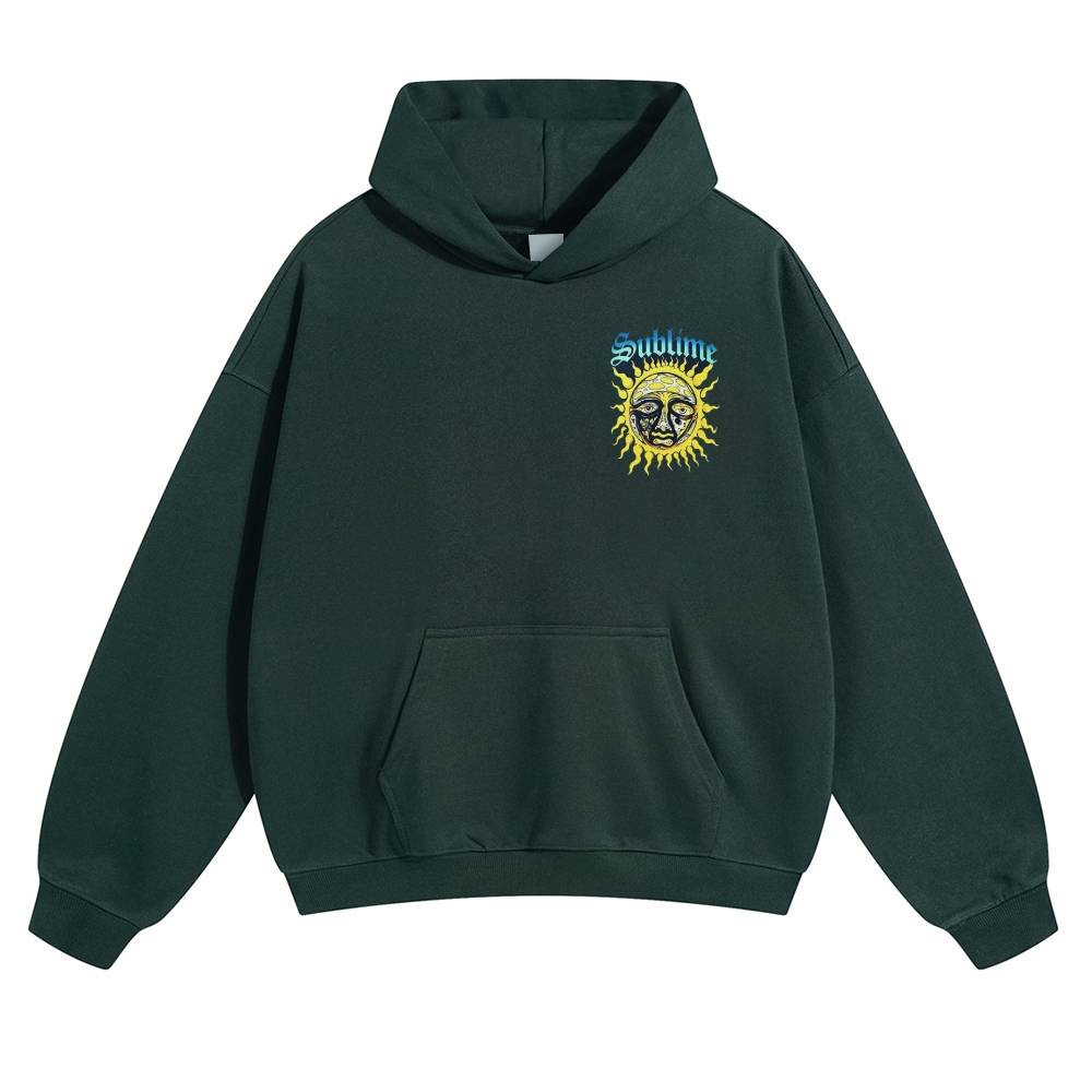 Small Chest Sun Logo Retro Radio Back Graphic Hoodie