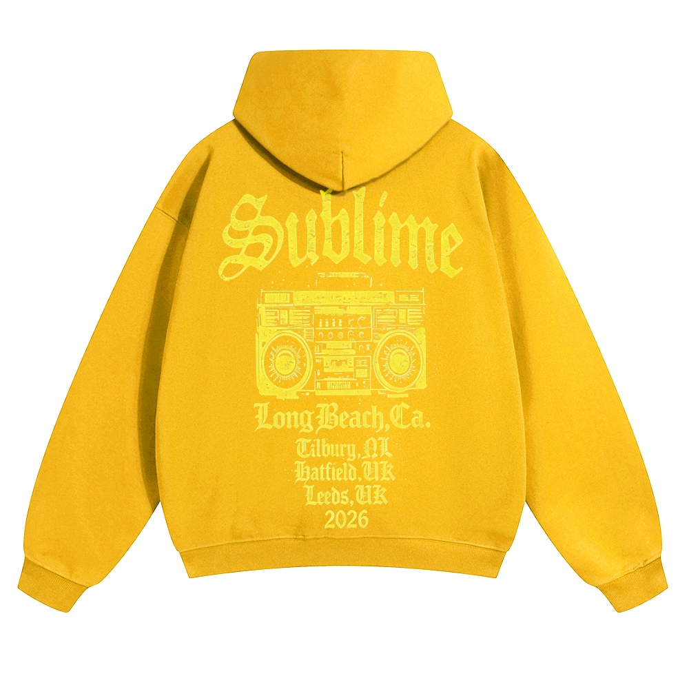 Small Chest Sun Logo Retro Radio Back Graphic Hoodie
