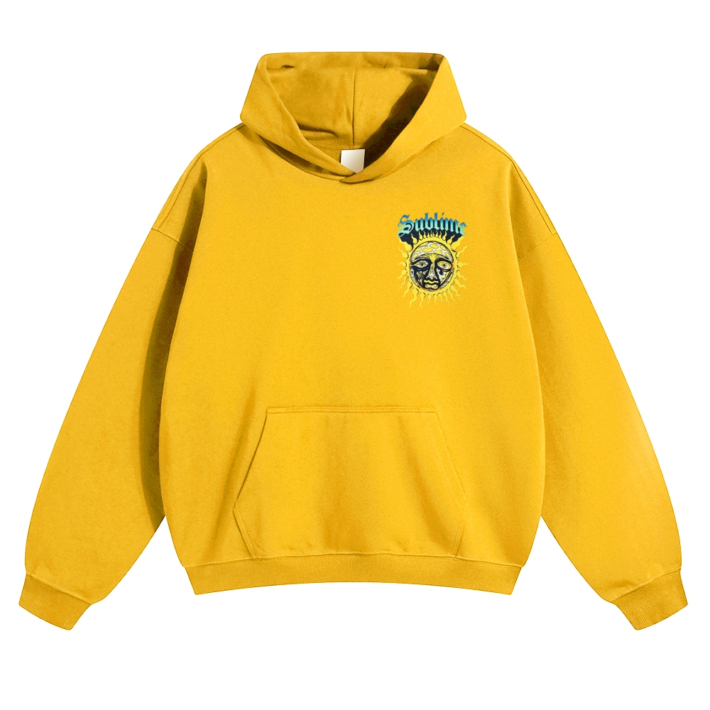 Small Chest Sun Logo Retro Radio Back Graphic Hoodie