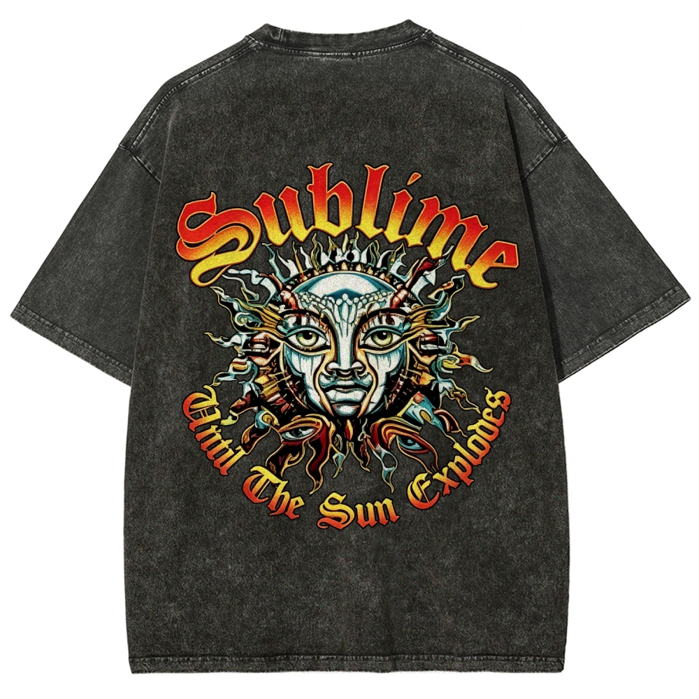 Small Front Lettering Elaborate Sun Back Print Tee
