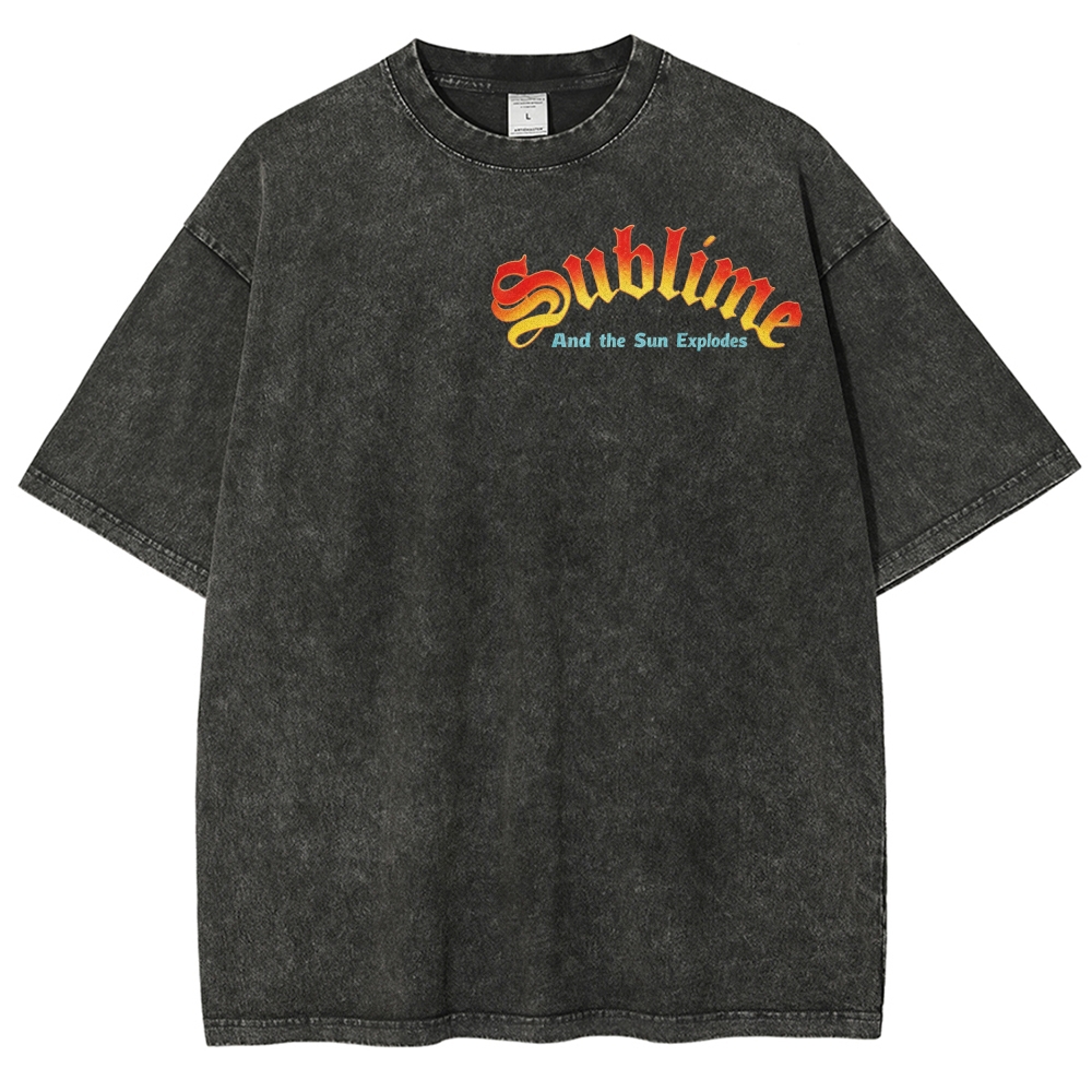 Small Front Lettering Elaborate Sun Back Print Tee