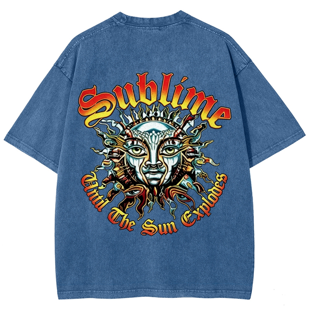 Small Front Lettering Elaborate Sun Back Print Tee