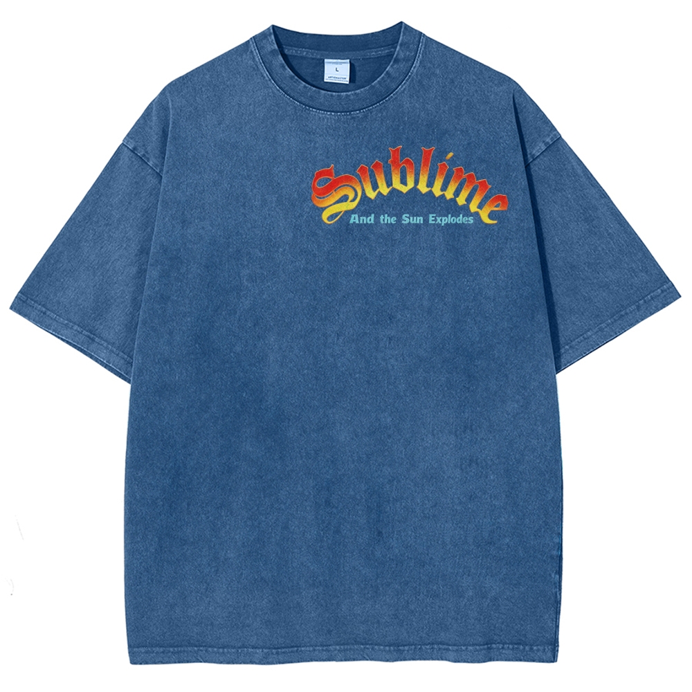 Small Front Lettering Elaborate Sun Back Print Tee