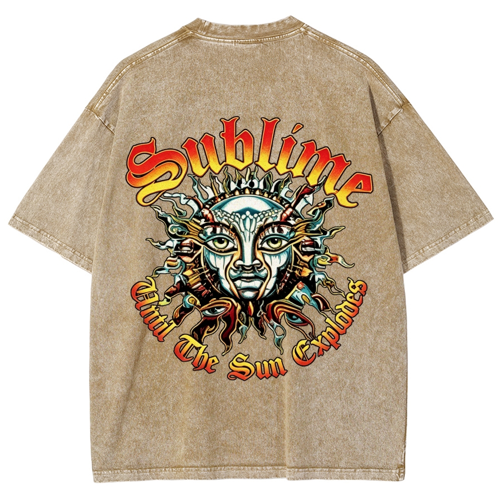 Small Front Lettering Elaborate Sun Back Print Tee