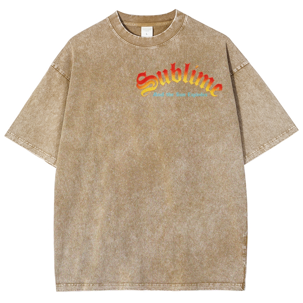 Small Front Lettering Elaborate Sun Back Print Tee