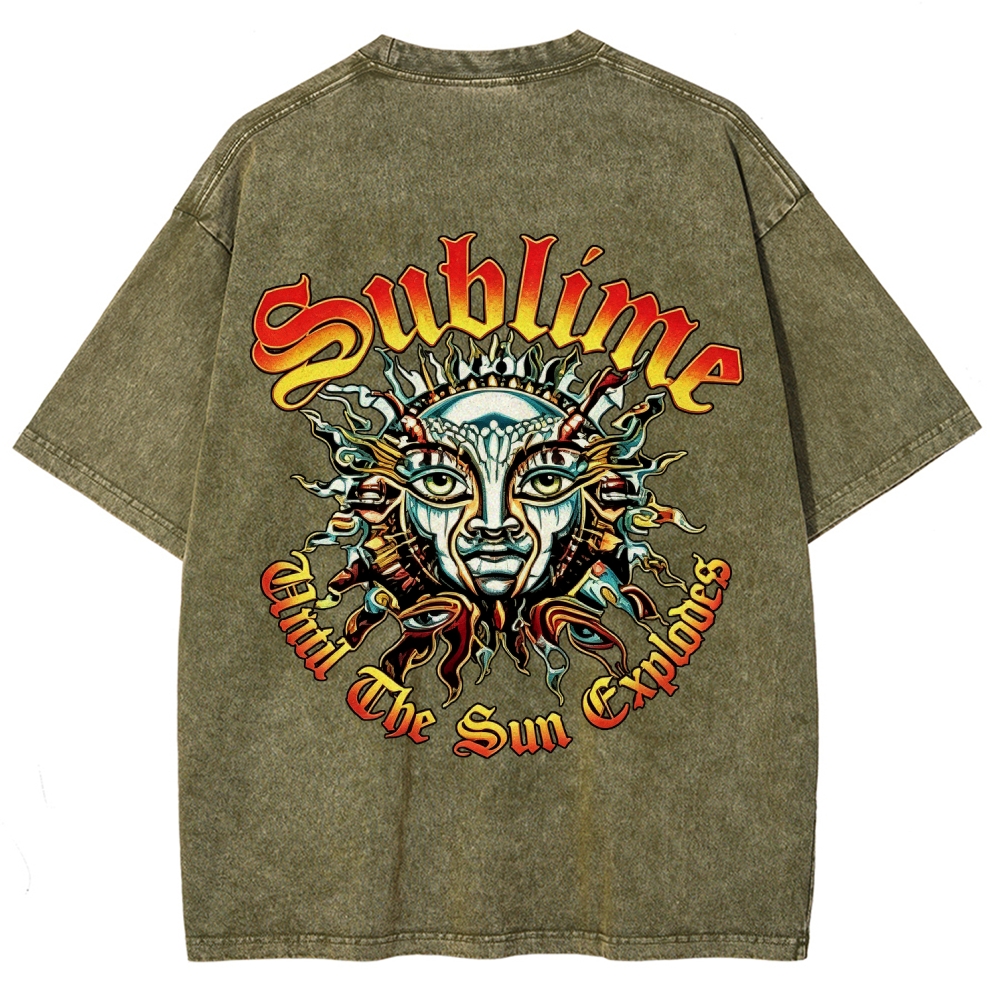 Small Front Lettering Elaborate Sun Back Print Tee