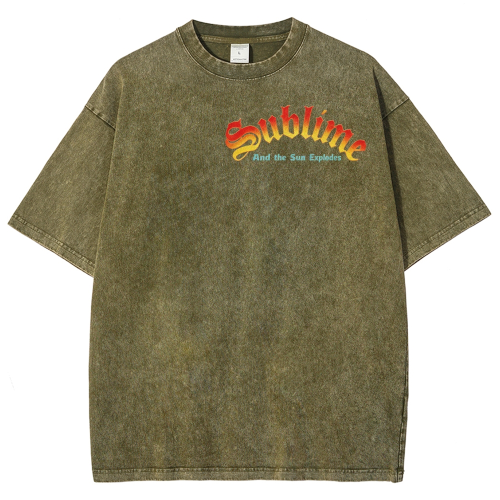 Small Front Lettering Elaborate Sun Back Print Tee