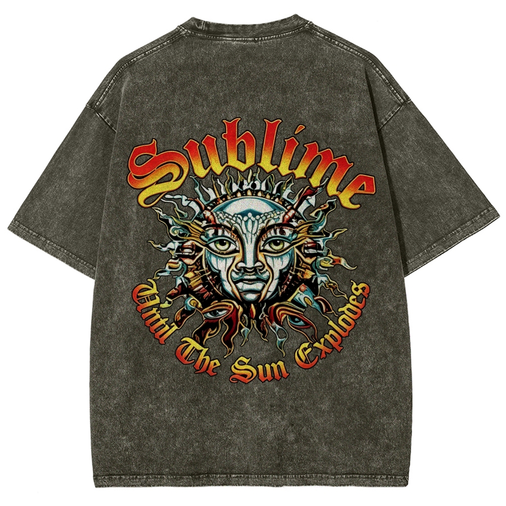 Small Front Lettering Elaborate Sun Back Print Tee