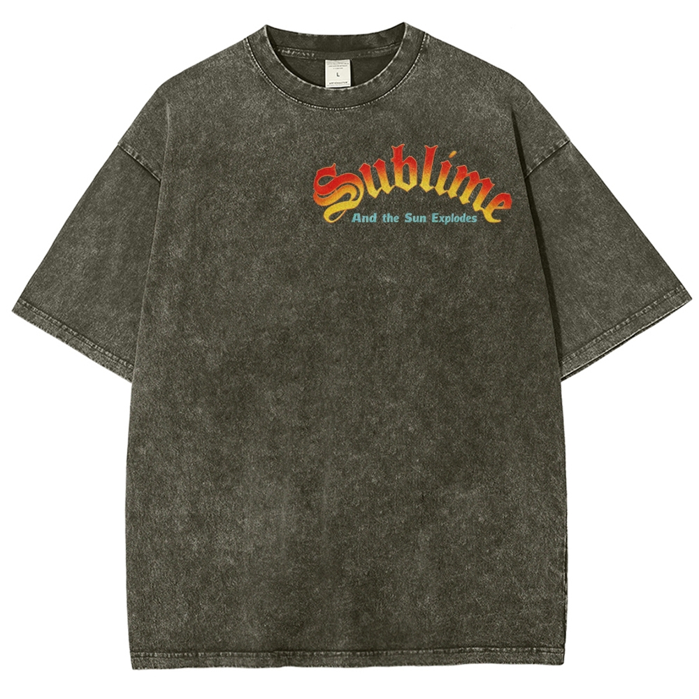 Small Front Lettering Elaborate Sun Back Print Tee