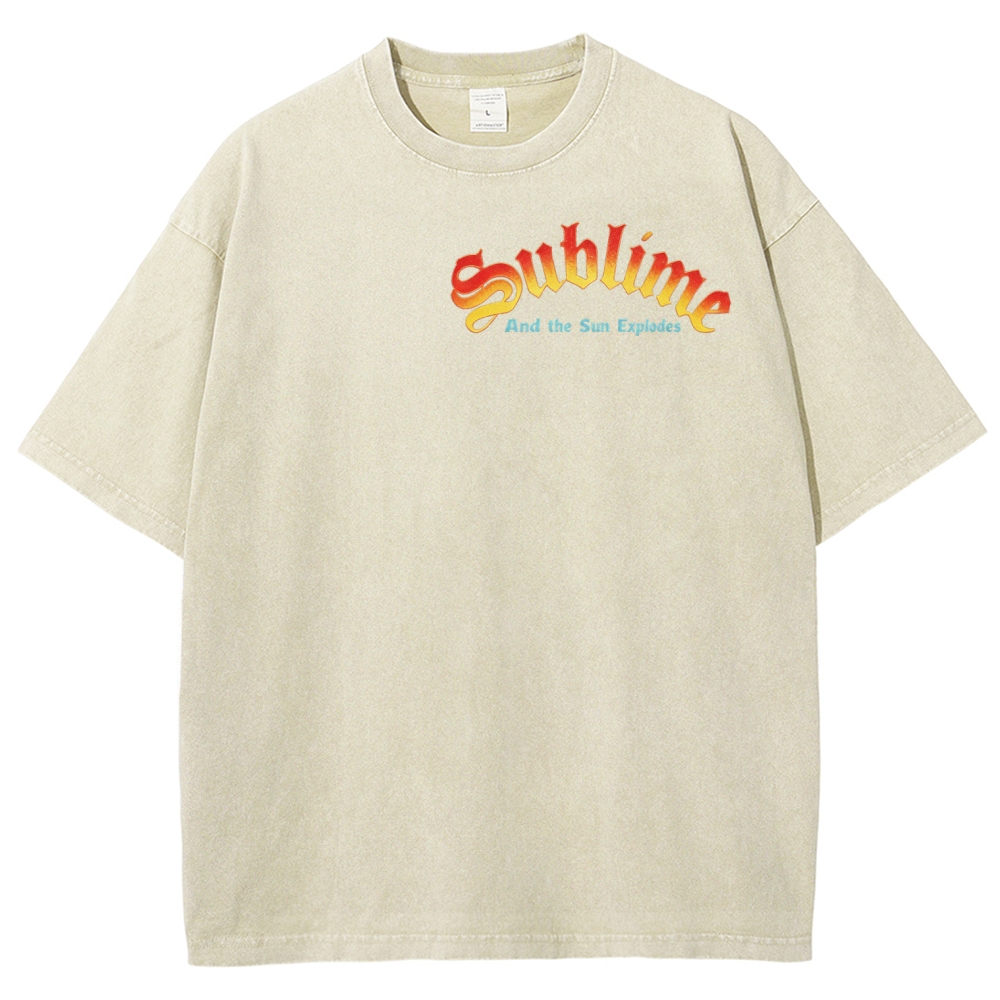 Small Front Lettering Elaborate Sun Back Print Tee