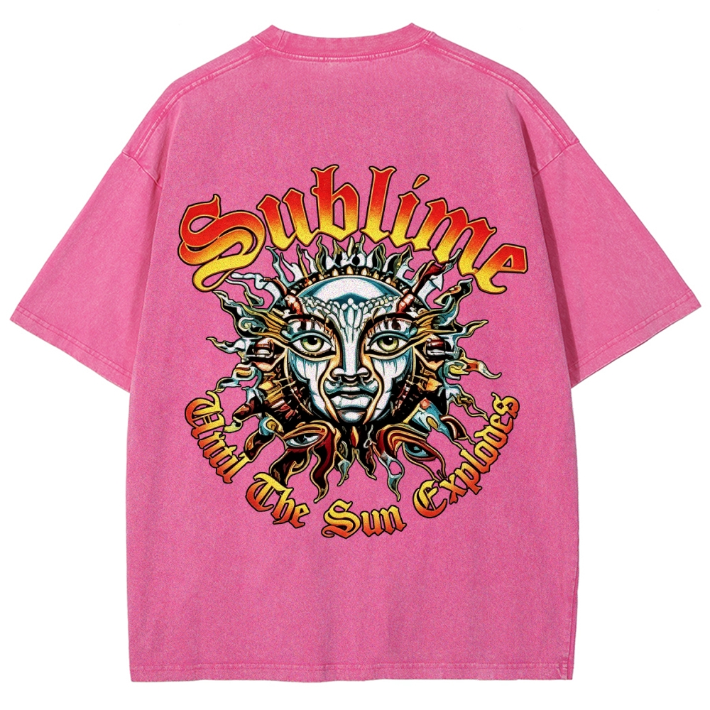 Small Front Lettering Elaborate Sun Back Print Tee