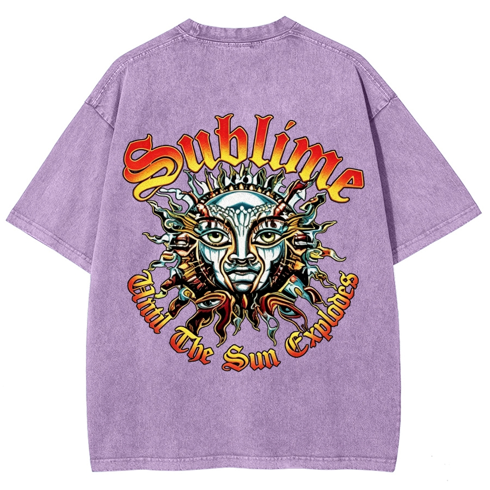 Small Front Lettering Elaborate Sun Back Print Tee