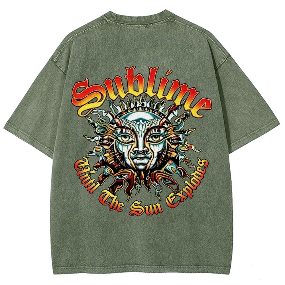 Small Front Lettering Elaborate Sun Back Print Tee
