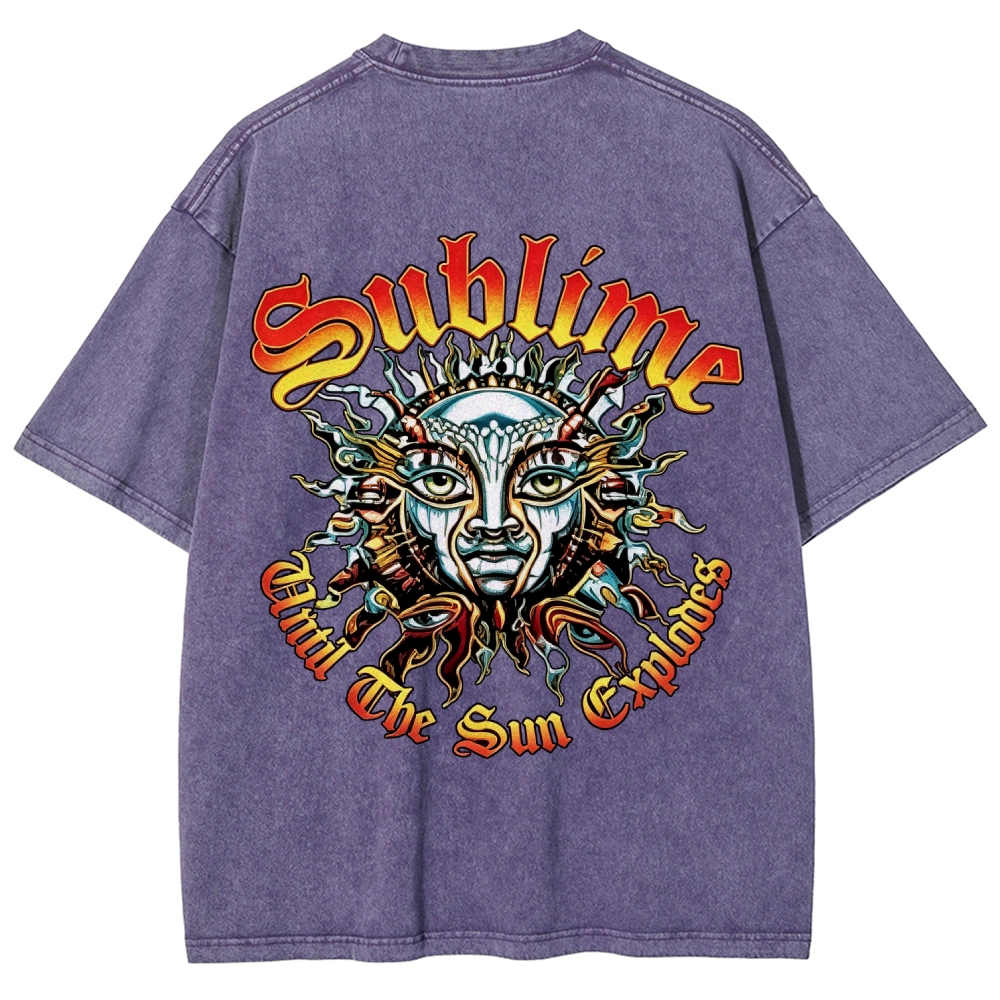 Small Front Lettering Elaborate Sun Back Print Tee