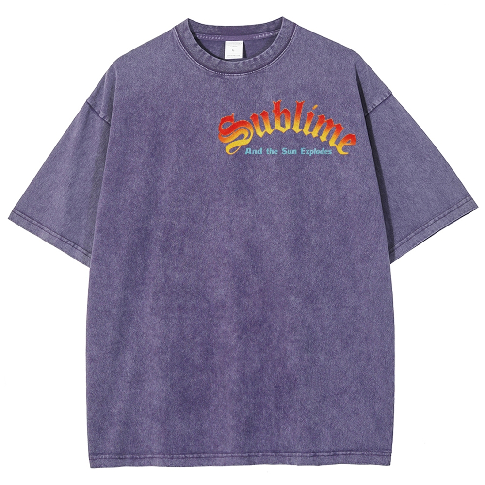Small Front Lettering Elaborate Sun Back Print Tee