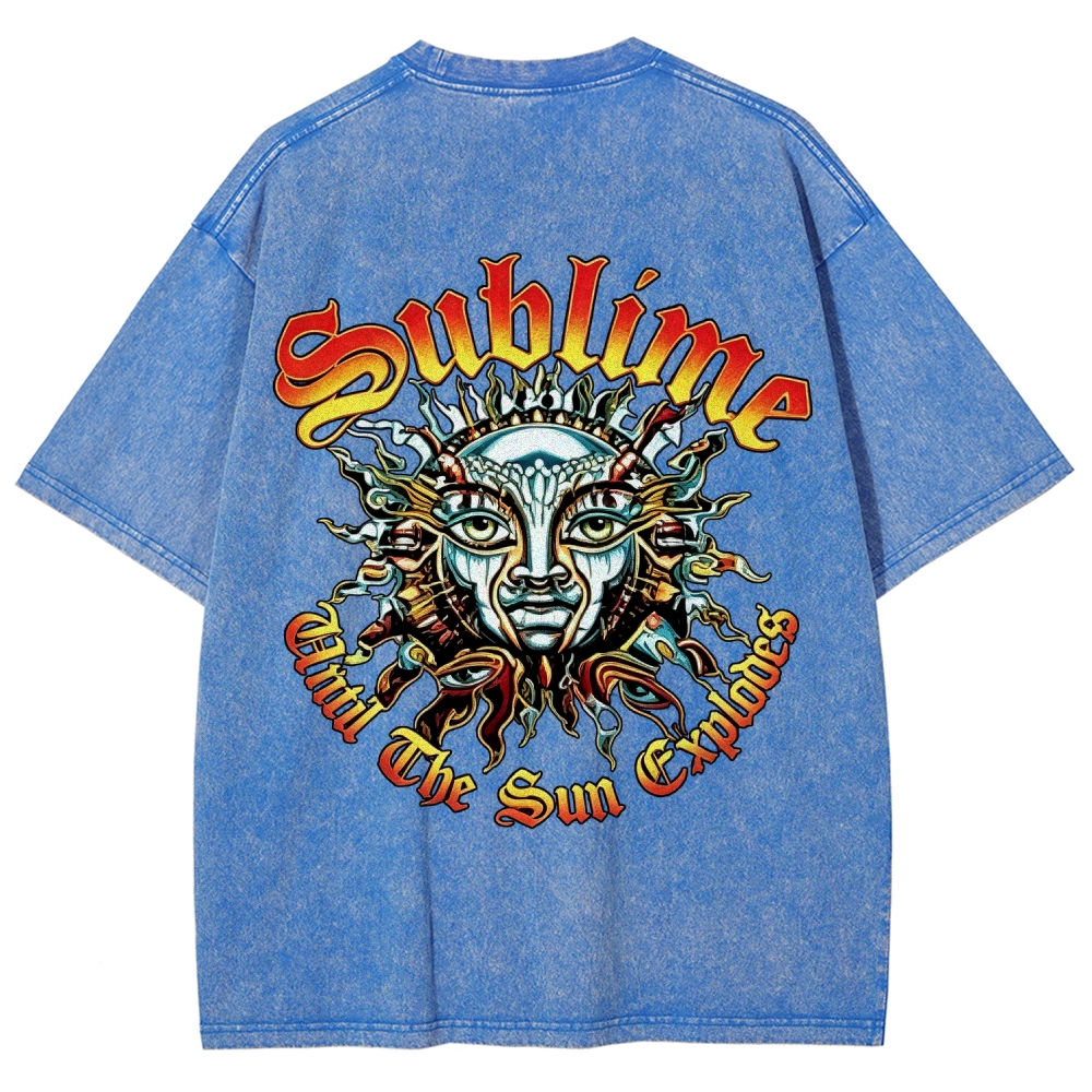 Small Front Lettering Elaborate Sun Back Print Tee