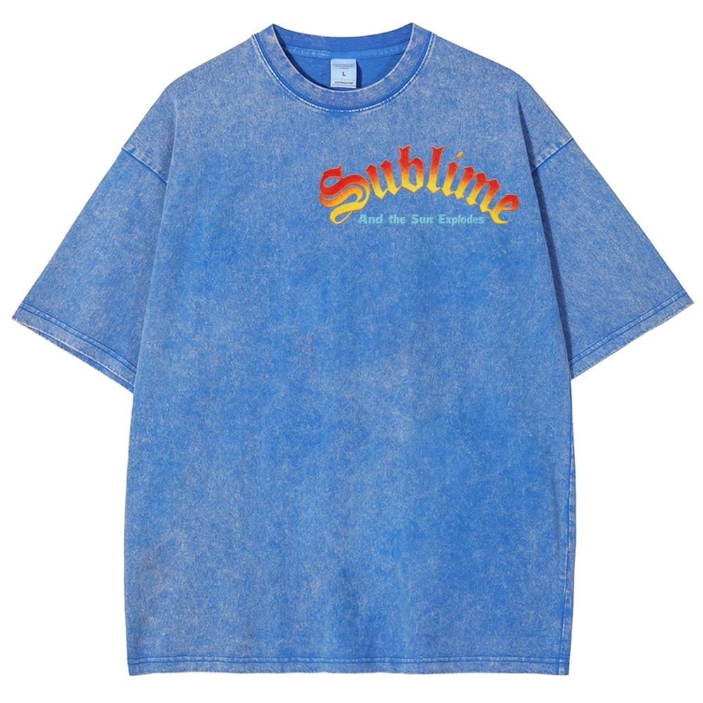 Small Front Lettering Elaborate Sun Back Print Tee