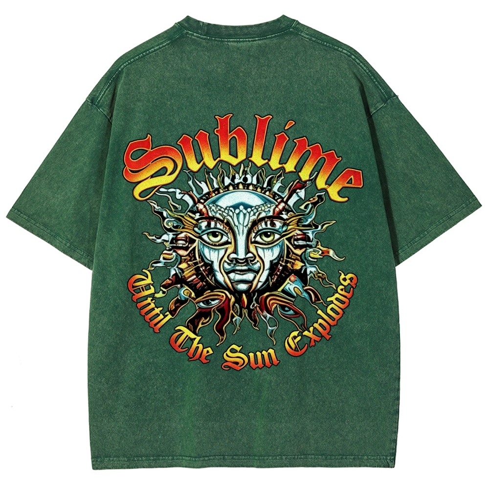Small Front Lettering Elaborate Sun Back Print Tee