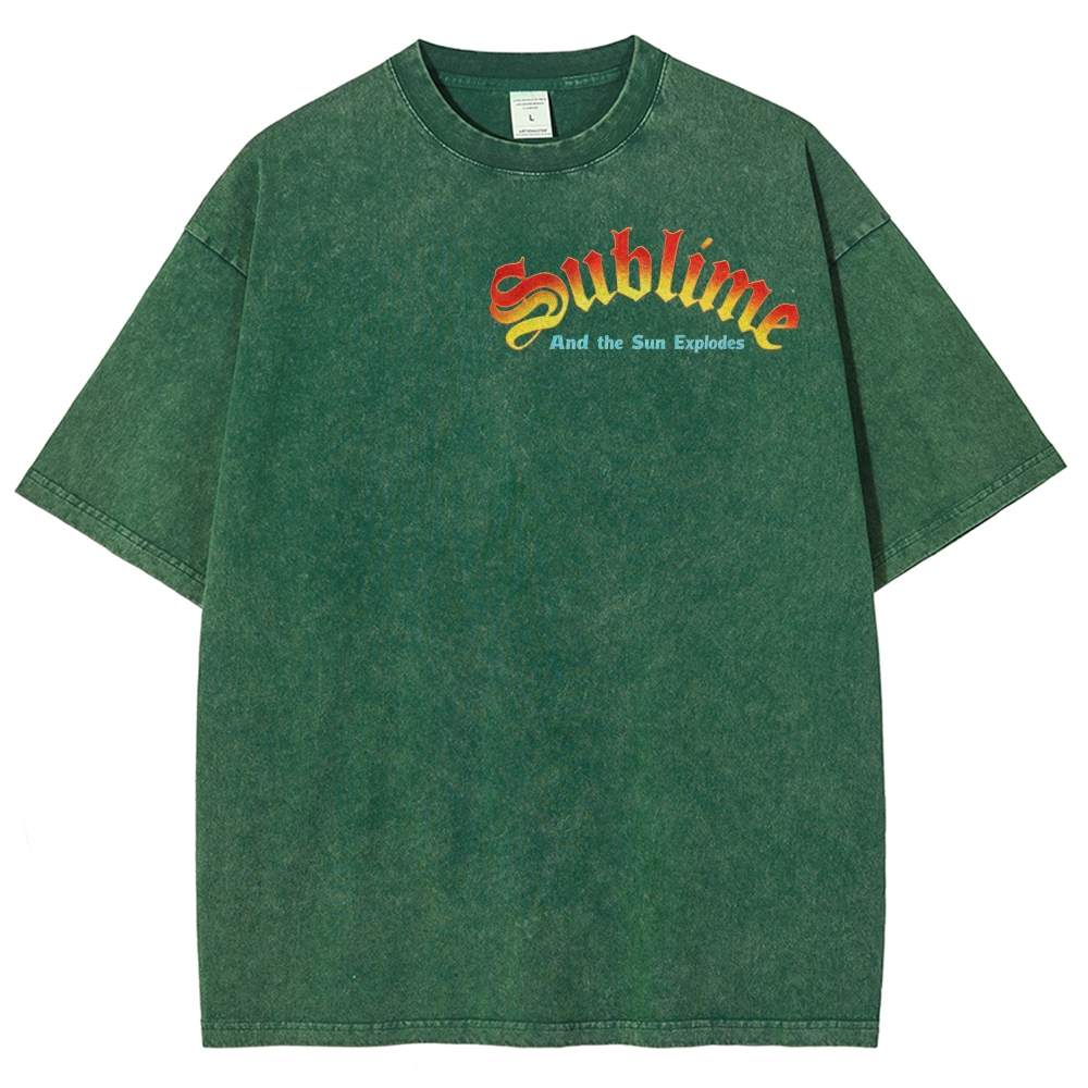Small Front Lettering Elaborate Sun Back Print Tee